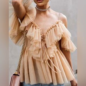 Tulle off the should top